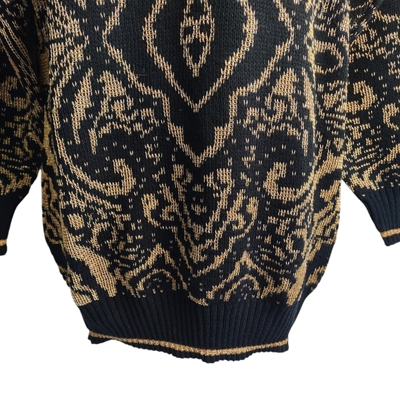 Vintage Pronto Moda Black Gold Turtle Neck Sweater Size S - Picture 5 of 8